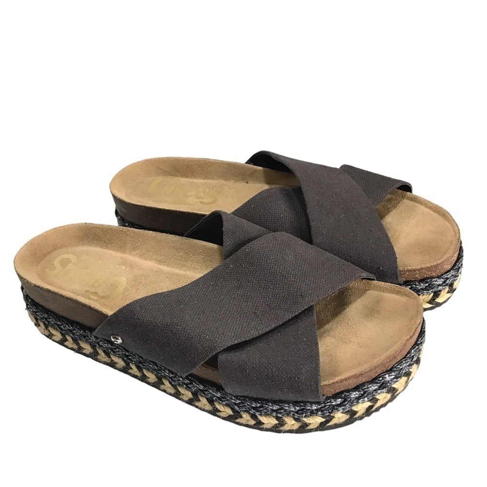 Circus by Sam Edelman Black Crisscross Platform Sandals